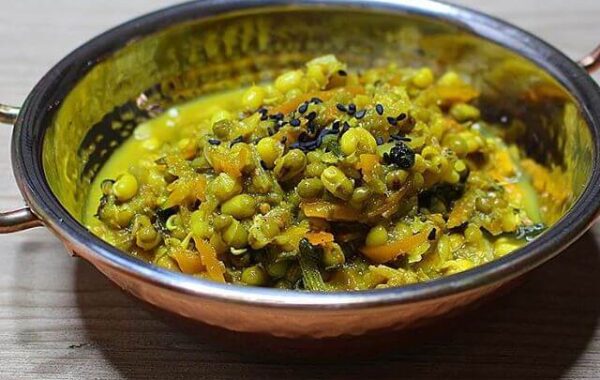 Fragrant sprouted mung tarka dhal recipe