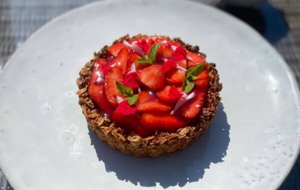 Strawberry, Rose, Cardamom and Granola Tart with Rose Sherbet Recipe