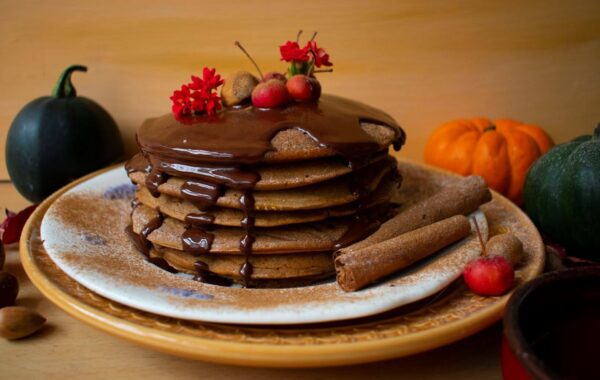 Cinnamon Pancakes with Dark Chocolate Sauce Recipe
