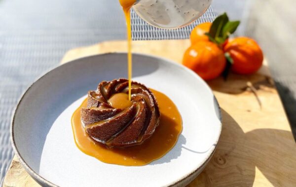 Stollen Sticky Toffee Pudding with Cointreau Clementine sauce