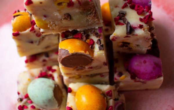 White Chocolate and Raspberry Easter Fudge Recipe
