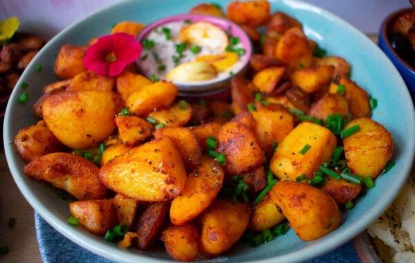 Patatas Bravas Recipe with Roasted Garlic Dip