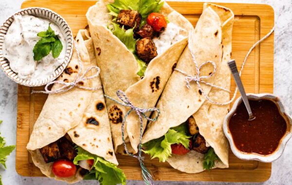 Vegan Jerk Tempeh Skewers with Coconut Yoghurt Dip Recipe
