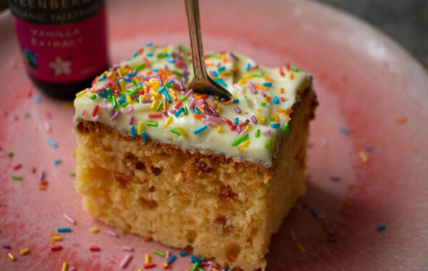 Vanilla Sprinkle Sheet Cake Recipe