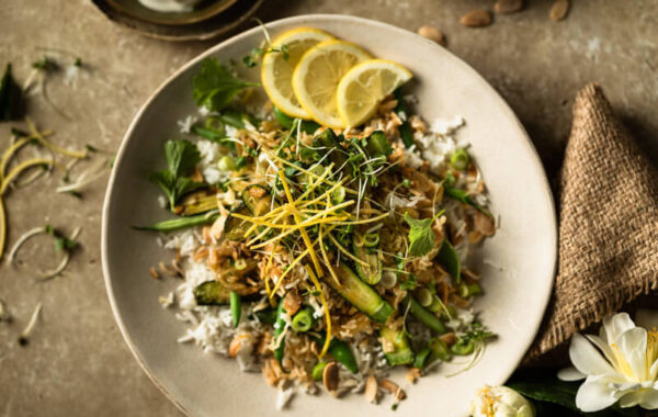 Almond & Spring Vegetable Pilaf recipe