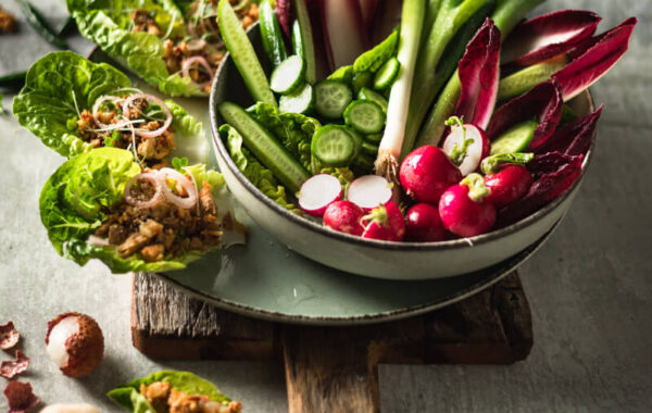 Chilli Rose Tofu Lychee Lettuce Wraps recipe