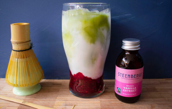Iced Matcha Vanilla & Raspberry Latte recipe
