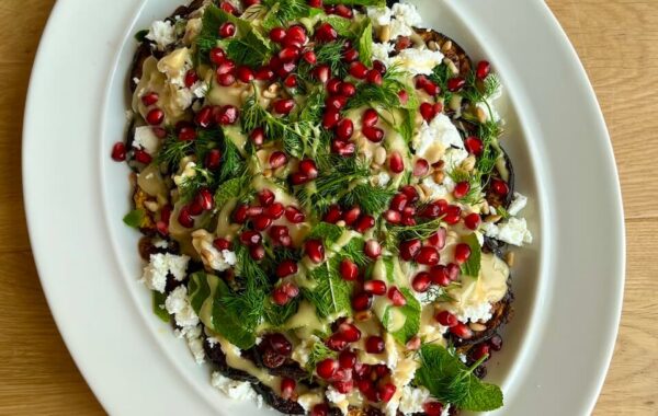 Chermoula Aubergine Salad with Tahini Dressing recipe