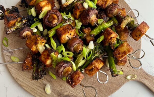 Korean Tofu, Mushroom & Broccoli Skewers recipe