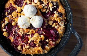 Vanilla Plum & Hazelnut Skillet Cake Recipe