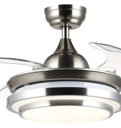 Retractable Ceiling Fan Light Double Aluminium Silver F8605-500