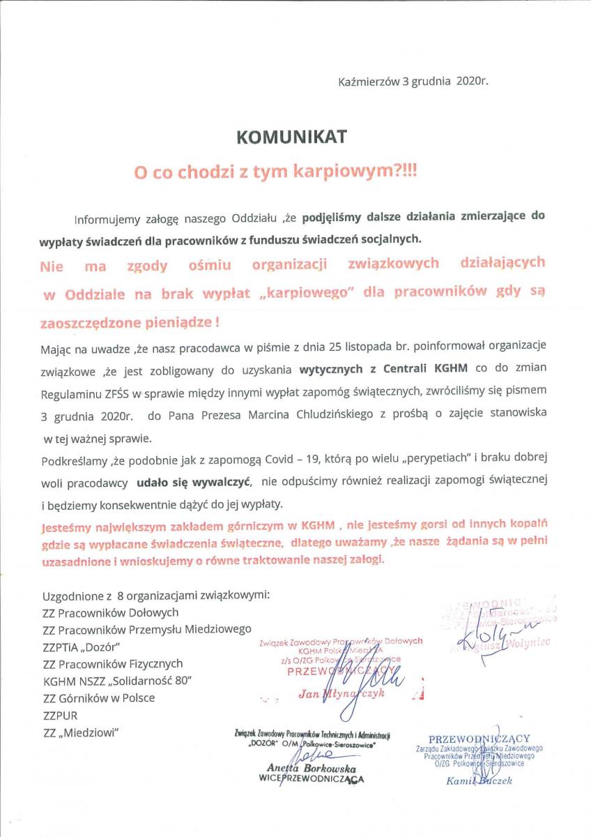 Komunikat – o co chodzi z tym „Karpiowym”?!!!