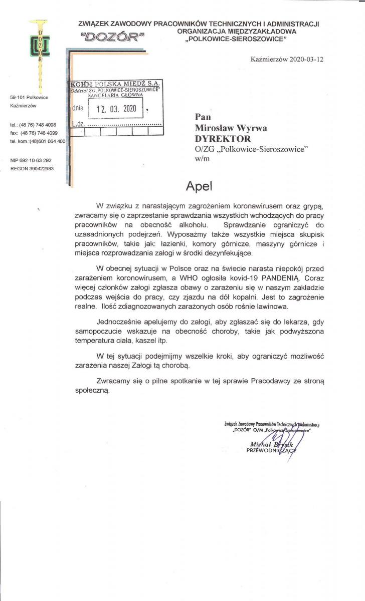 Apel do Dyrektora Naczelnego