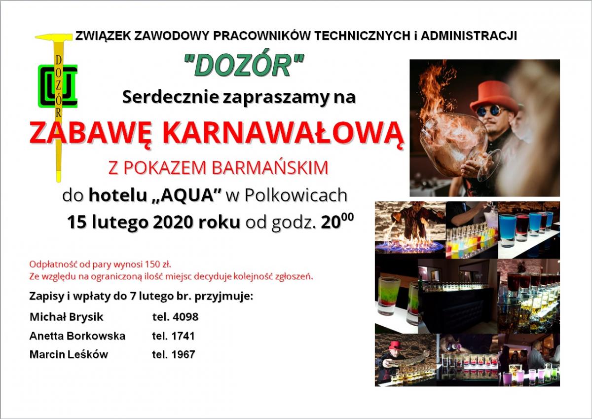 Zaproszenie – Zabawa Karnawałowa – 15.02.2020