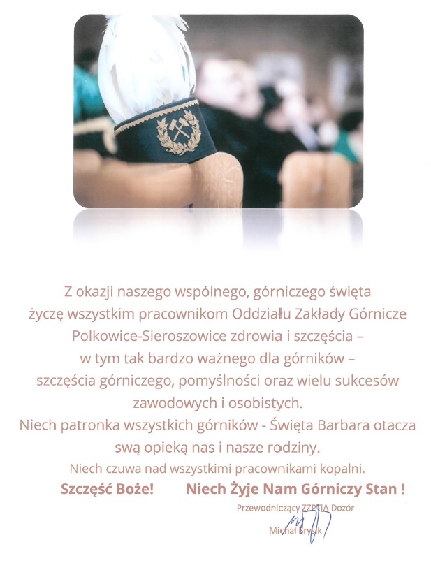 Życzenia z okazji Barbórki 2019